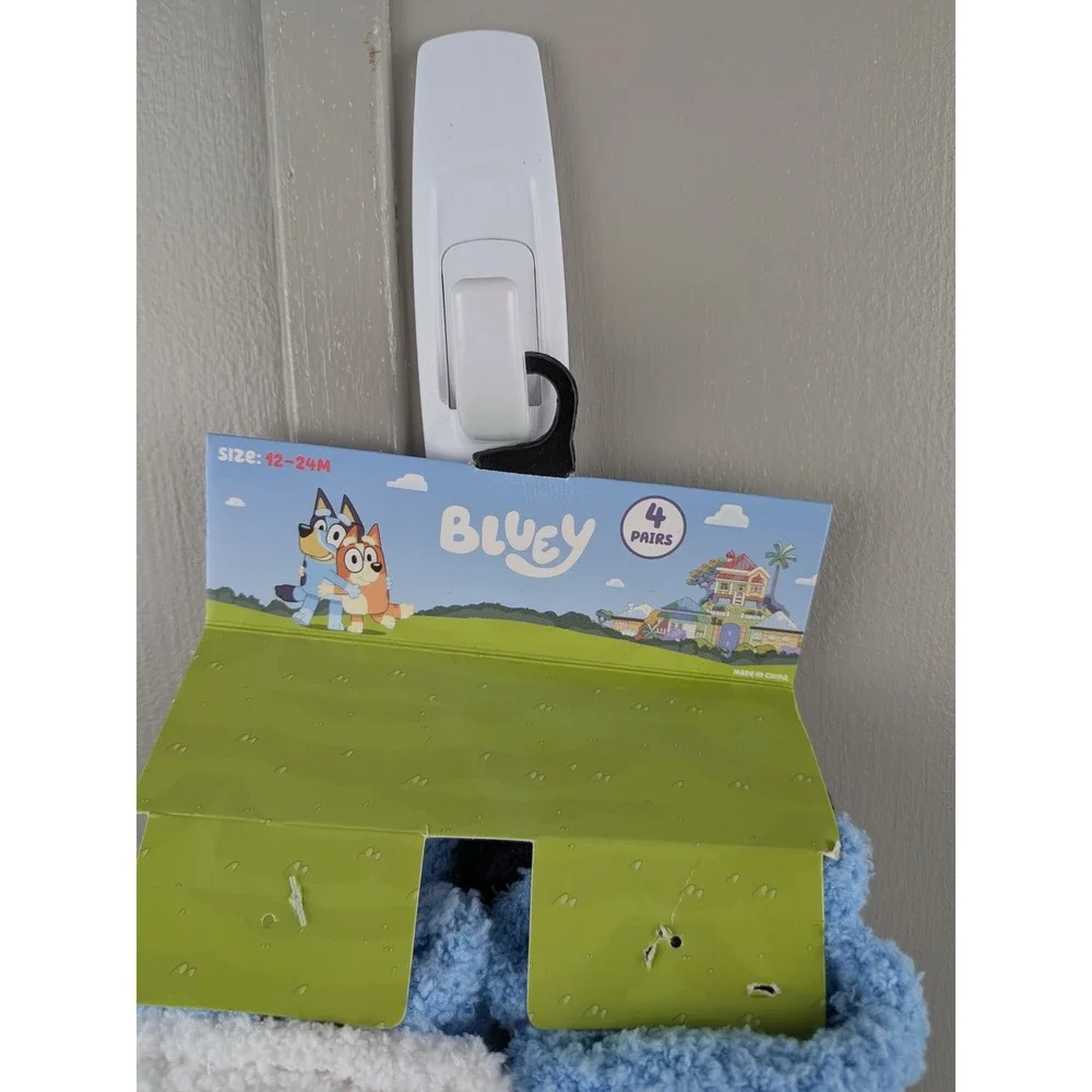 Bluey Toddler Fuzzy Turn-Cuff Socks 4-Pack Blue White Stars Size 12-24M NEW